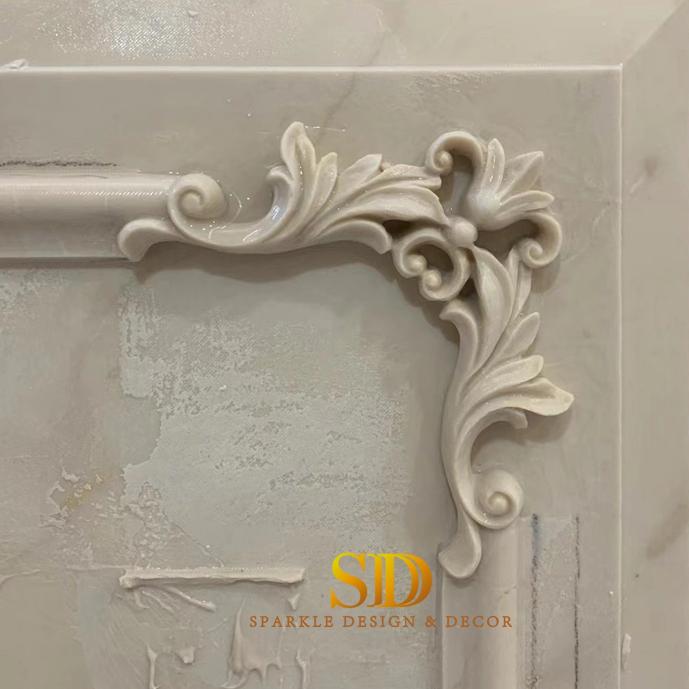 Exquisite Vivid European Marble Carving Design Beige Marble Flower Relief Wall Art Panel for Villa Palace Decoration