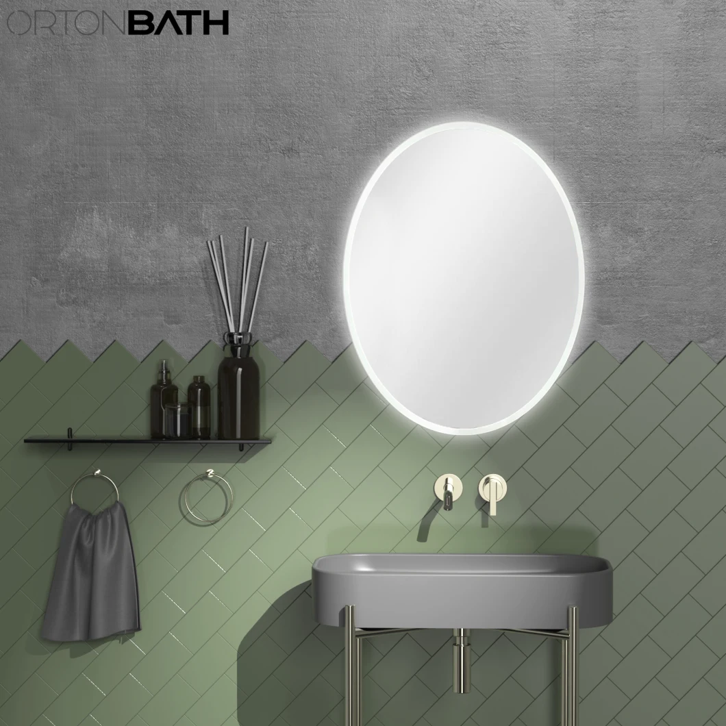 Ortonbath Wall Hung Decorative Wall Frameless Full Length Floor Dressing Mirror LED Lights Touch Sensor Switch Backlit Bathroom Mirror LED Smart Makeup Mirror