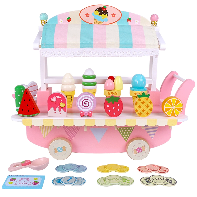 Wooden Rainbow Makeup Toy Kids′ Vanity Set with Mirror Children Dressing Table and Stool Set for Little Girls