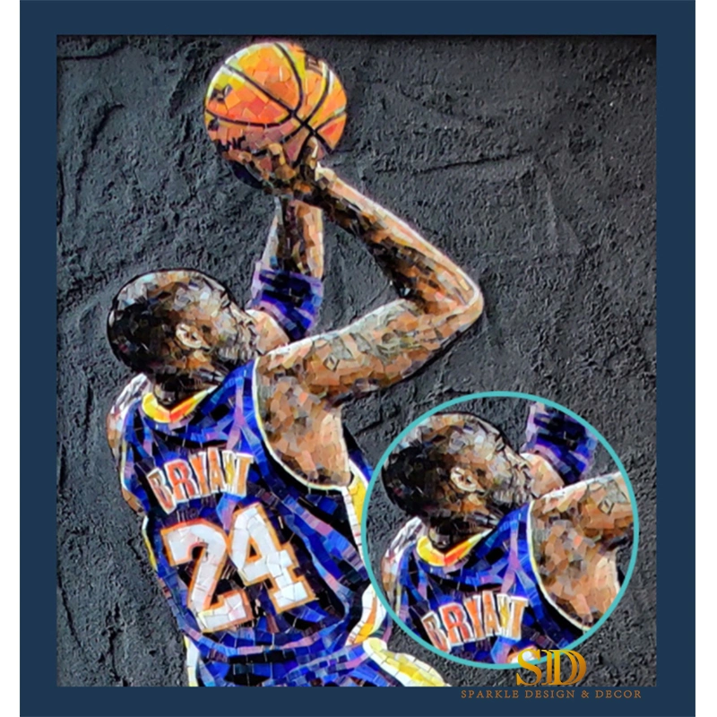 China Factory Custom Made Kobe Bryan Mosaic Portrait Glass Mosaic Art Mural for Sale