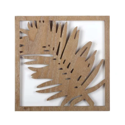 Nouveau Simple Plante Sculpté Mur Art Ferme Géométrique Cadre Suspendu Décor À La Maison En Bois Rustique Décoration Murale Plaque